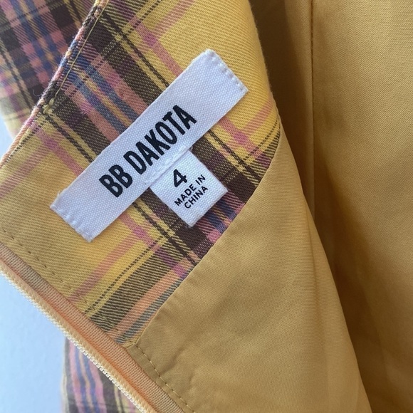 BB Dakota x Steve Madden Yellow Plaid 90s Inspired Cotton Dress - Picture 10 of 11